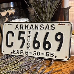 Vintage Truck Arkansas Single License Plate exp ‘55